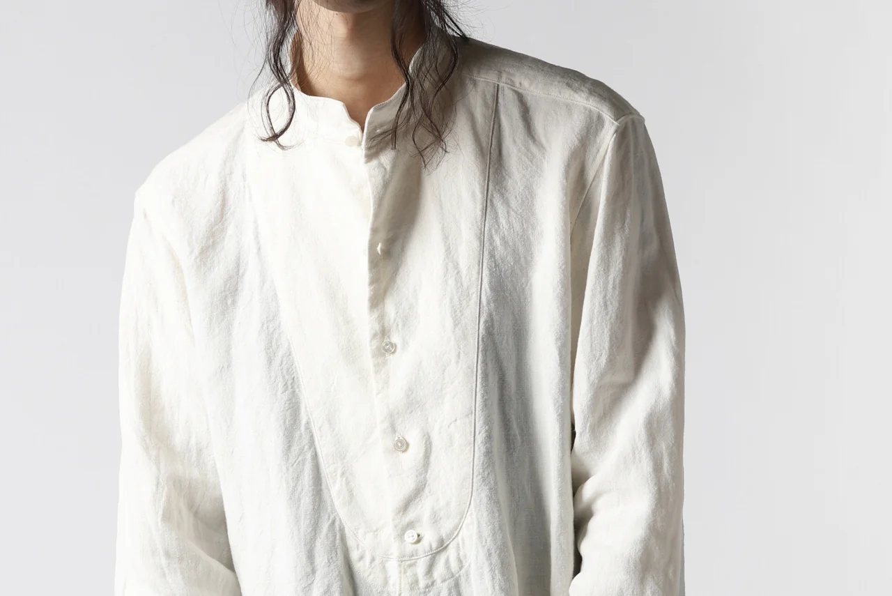 sus-sous shirt dress / L100 1/25 linen cloth (WHITE) - Image 11