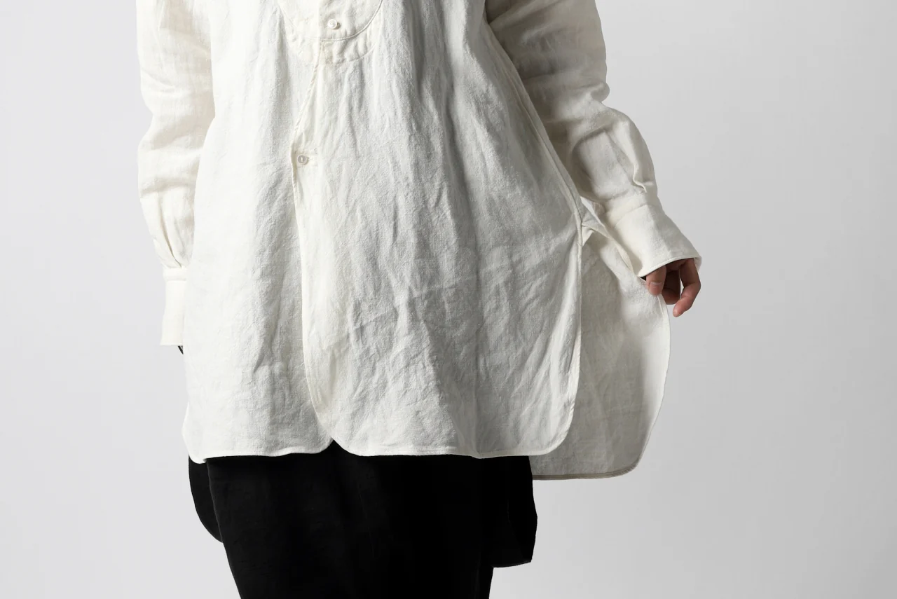 sus-sous shirt dress / L100 1/25 linen cloth (WHITE) - Image 12