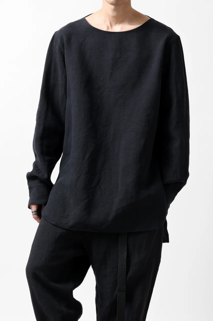 sus-sous sleeping shirt / L100 heavy poplin washer (BLACK NAVY) - Image 10