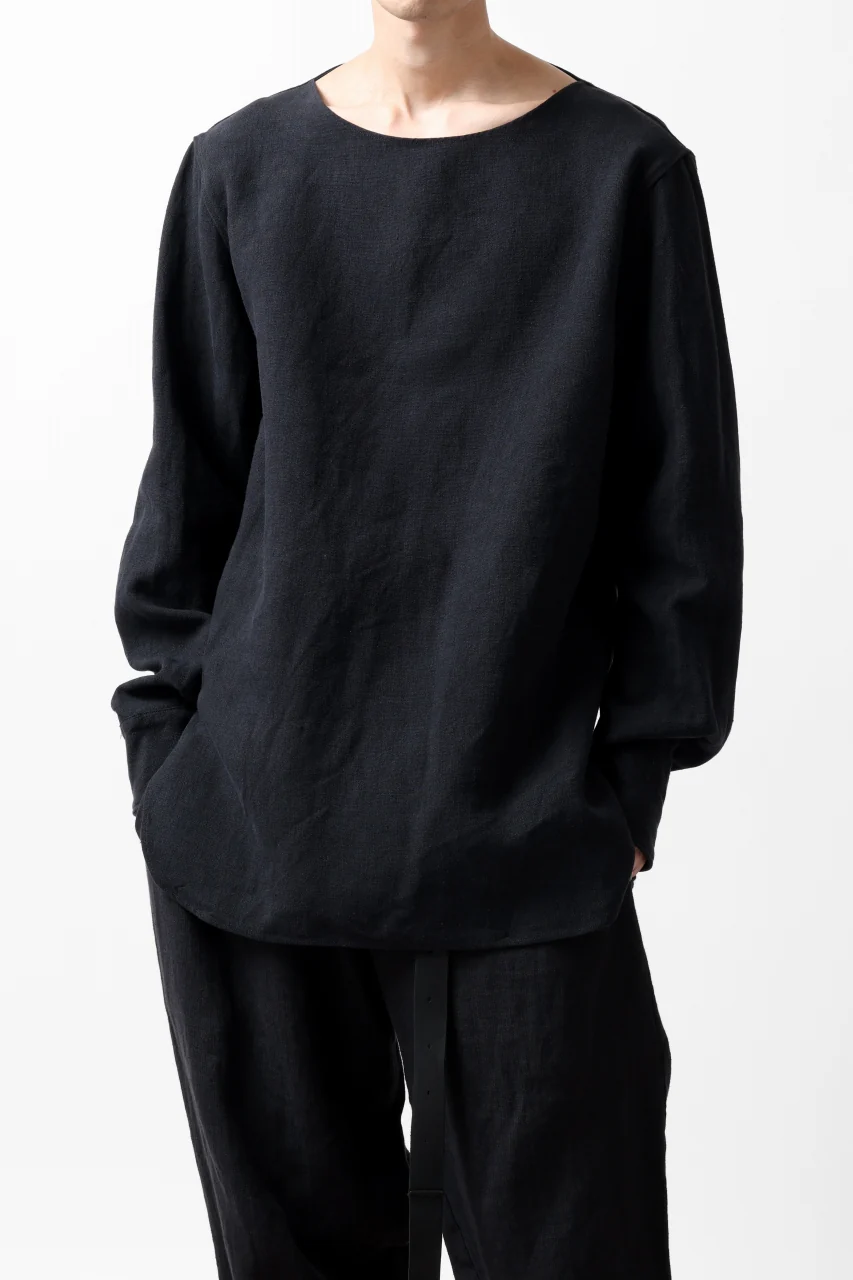 sus-sous sleeping shirt / L100 heavy poplin washer (BLACK NAVY) - Image 11