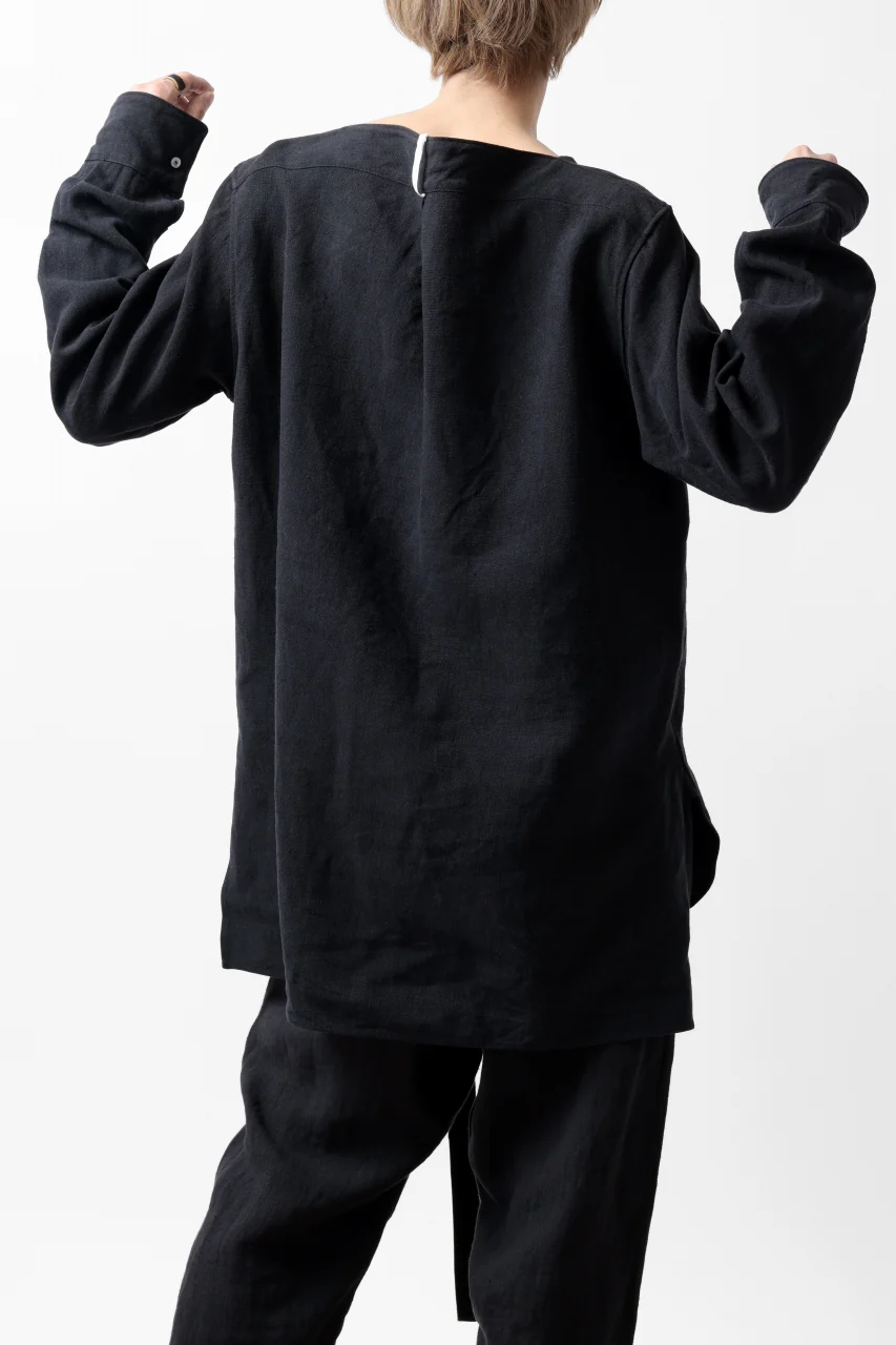 sus-sous sleeping shirt / L100 heavy poplin washer (BLACK NAVY) - Image 12