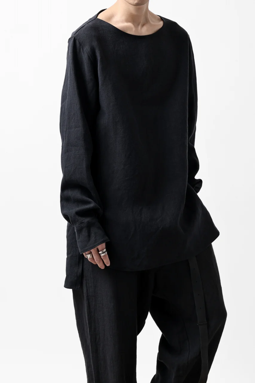sus-sous sleeping shirt / L100 heavy poplin washer (BLACK NAVY) - Image 13