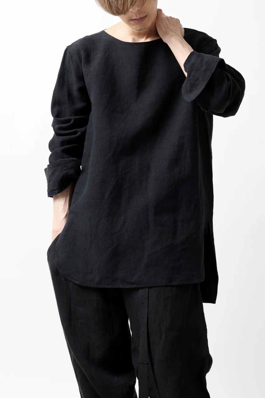sus-sous sleeping shirt / L100 heavy poplin washer (BLACK NAVY) - Image 14