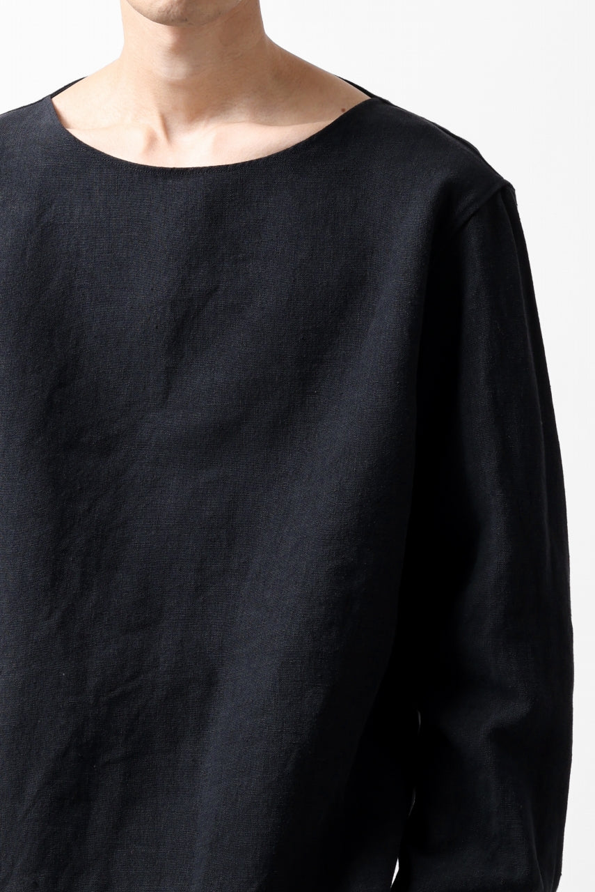 sus-sous sleeping shirt / L100 heavy poplin washer (BLACK NAVY) - Image 16
