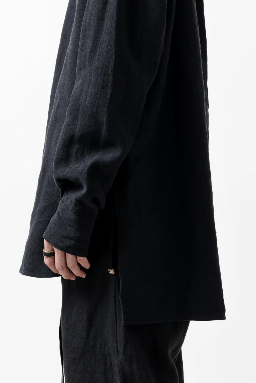 sus-sous sleeping shirt / L100 heavy poplin washer (BLACK NAVY) - Image 19