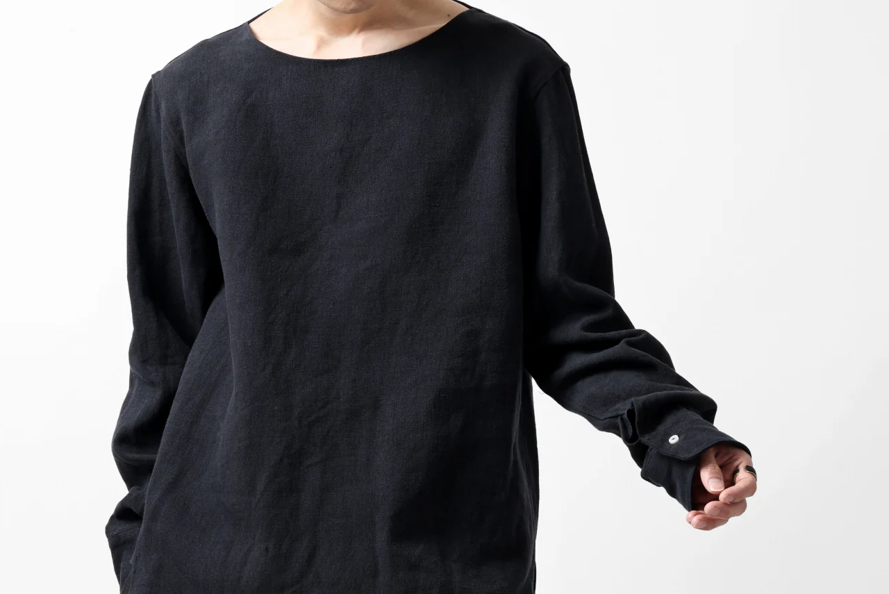 sus-sous sleeping shirt / L100 heavy poplin washer (BLACK NAVY) - Image 23