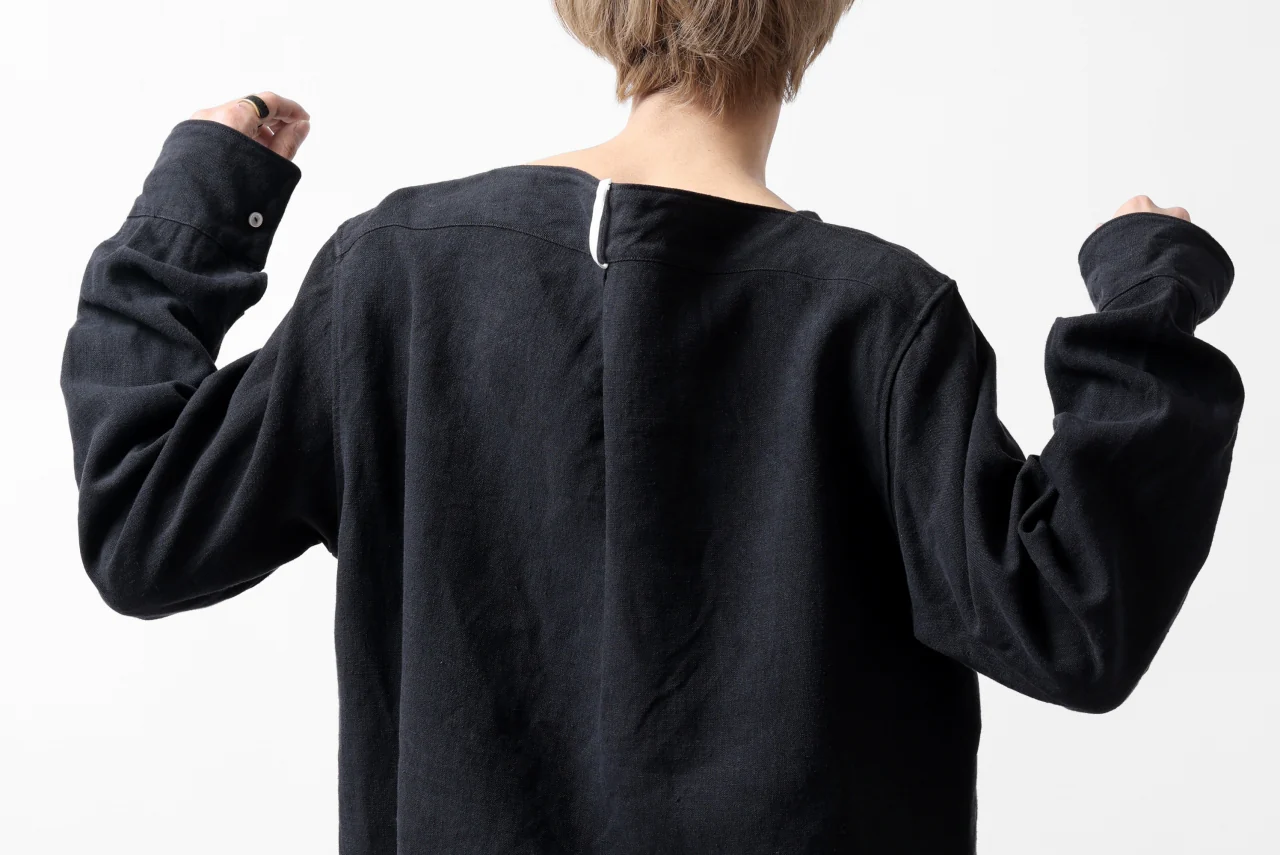 sus-sous sleeping shirt / L100 heavy poplin washer (BLACK NAVY) - Image 25