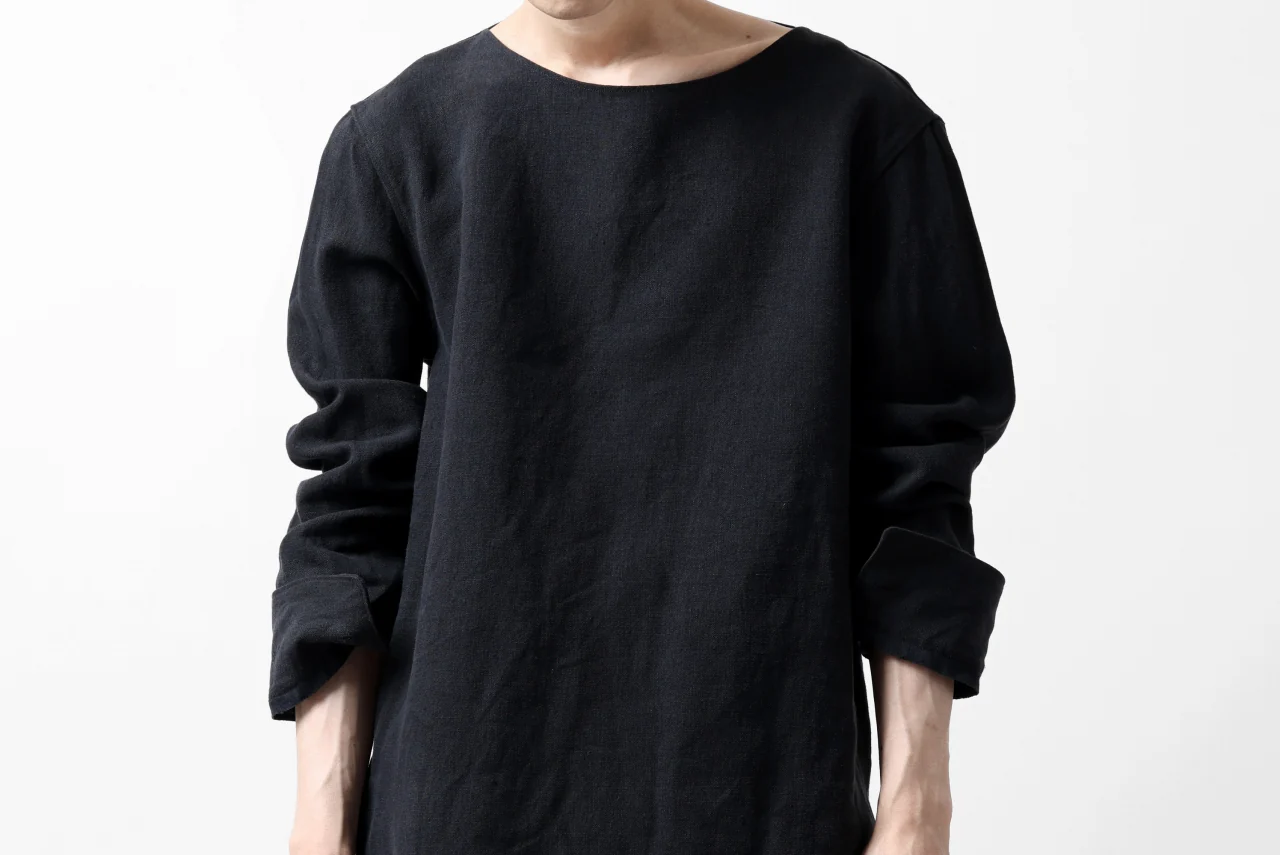 sus-sous sleeping shirt / L100 heavy poplin washer (BLACK NAVY) - Image 26