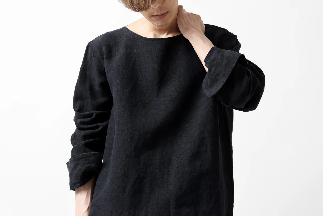 sus-sous sleeping shirt / L100 heavy poplin washer (BLACK NAVY) - Image 27