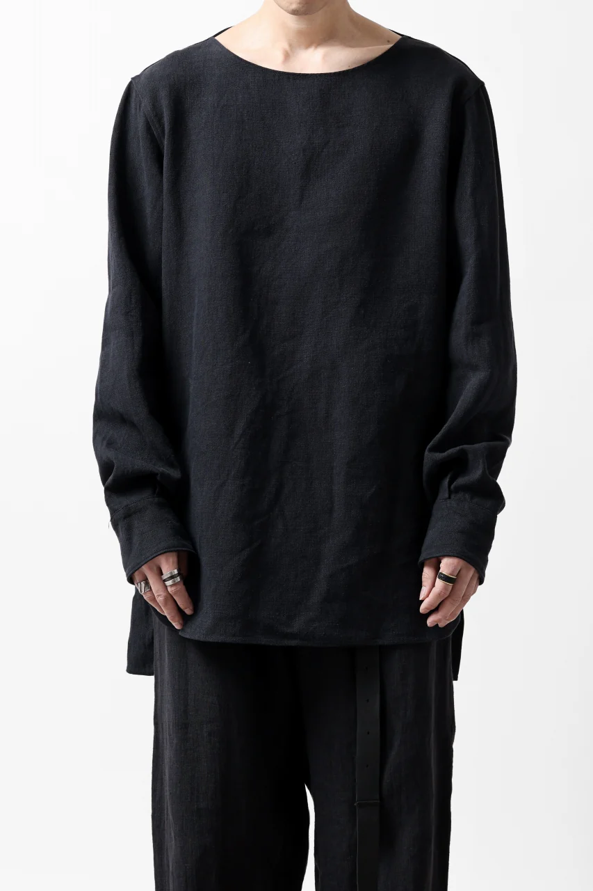sus-sous sleeping shirt / L100 heavy poplin washer (BLACK NAVY) - Image 4