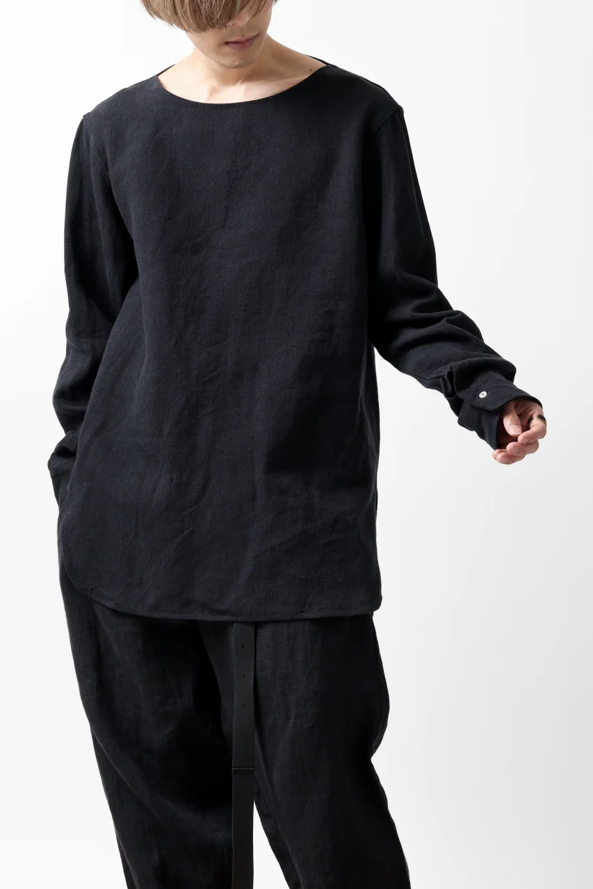 sus-sous sleeping shirt / L100 heavy poplin washer (BLACK NAVY) - Image 7