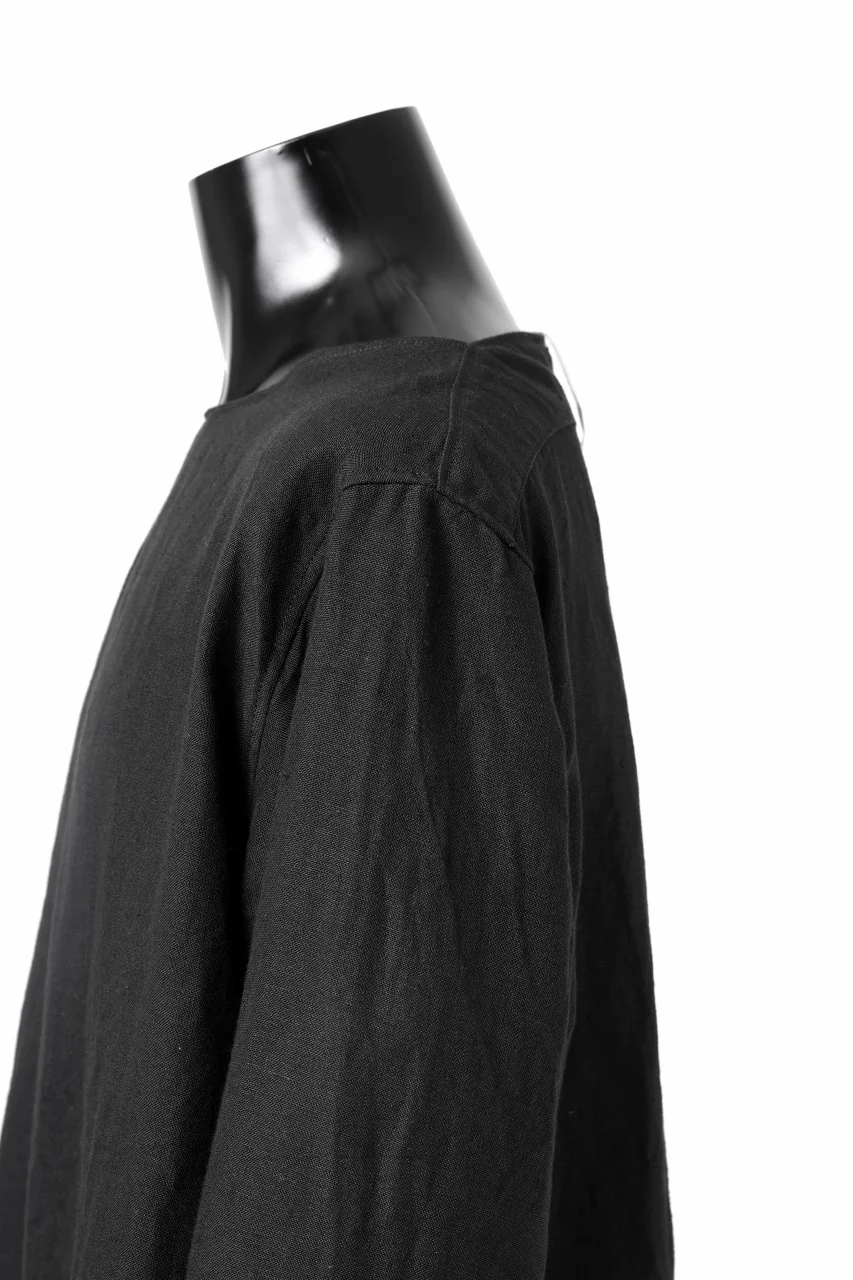 sus-sous sleeping shirts / 25/1 linen natural washer (BLACK) - Image 10