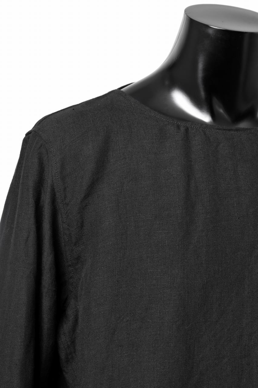sus-sous sleeping shirts / 25/1 linen natural washer (BLACK) - Image 6