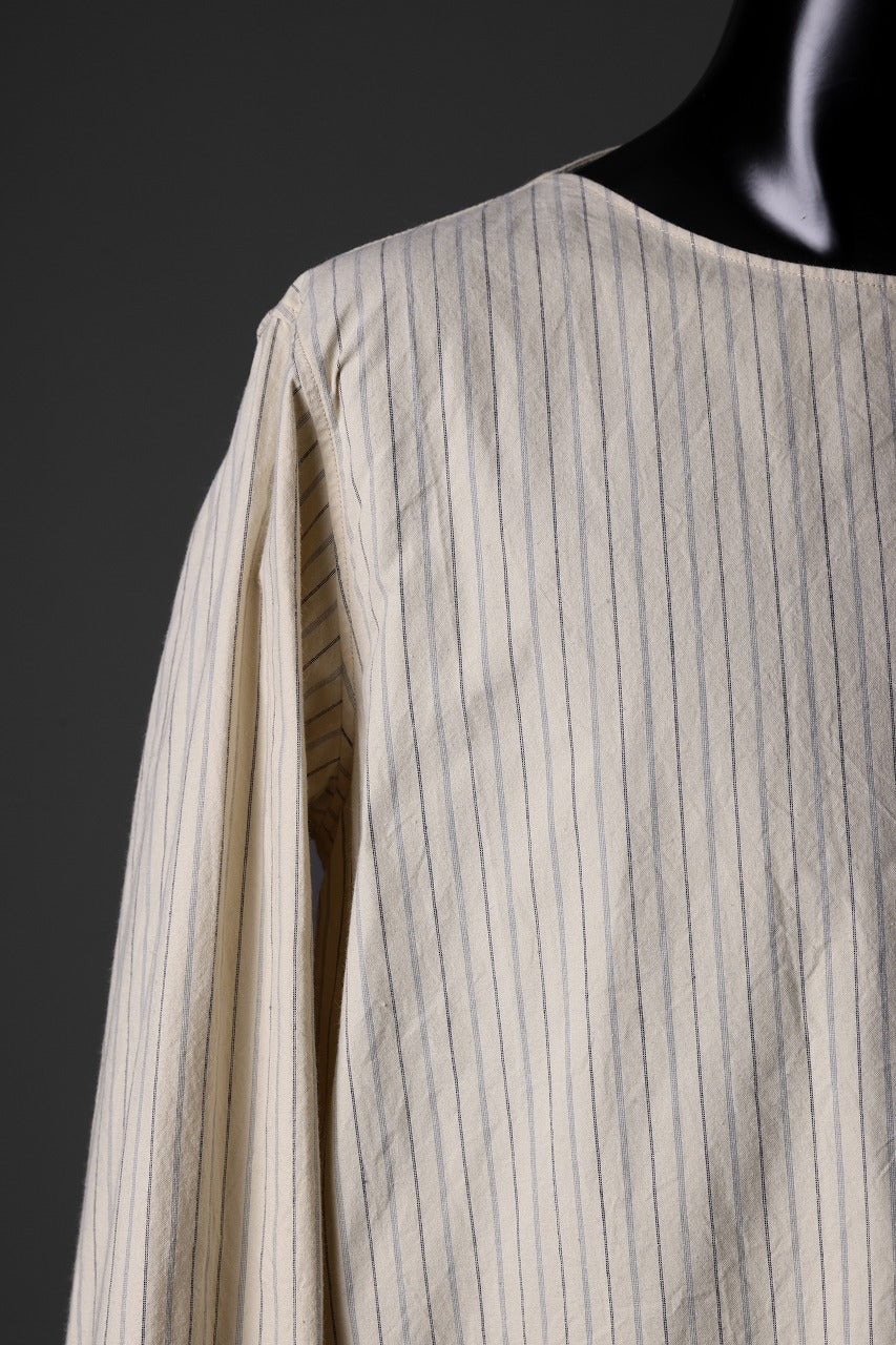 sus-sous sleeping shirts / F-0111 furuhashi / buff cloth (ECRU STRIPE) - Image 4
