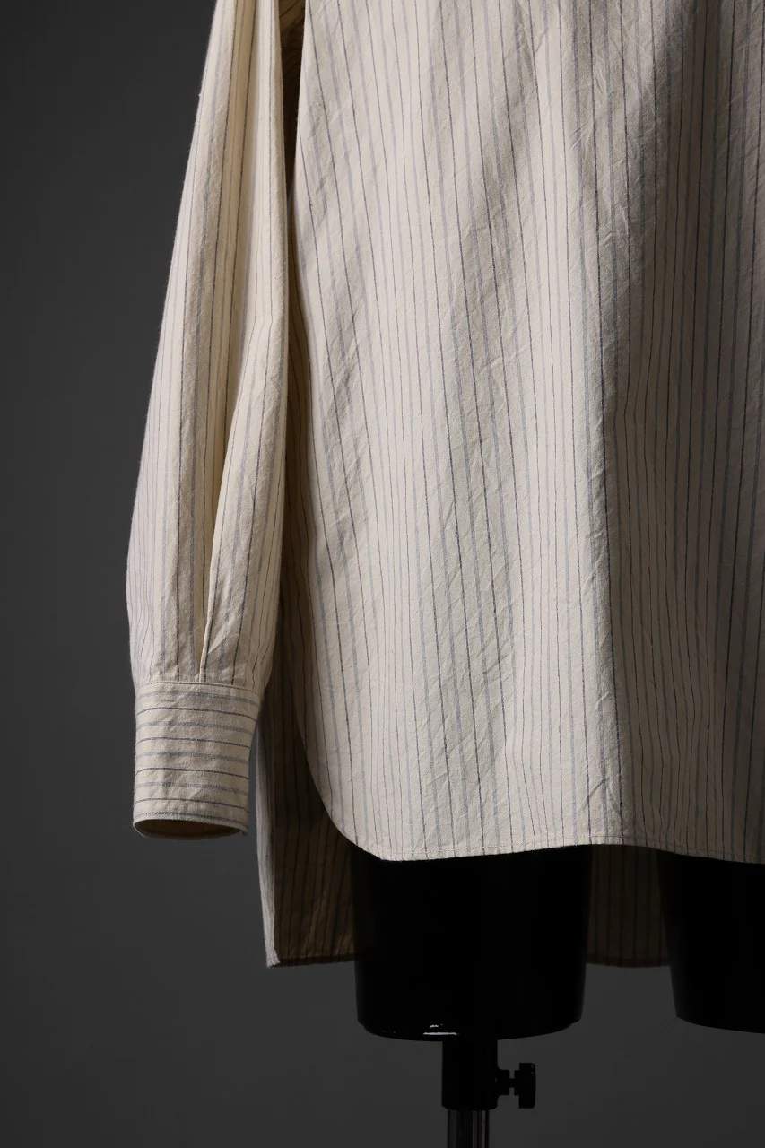 sus-sous sleeping shirts / F-0111 furuhashi / buff cloth (ECRU STRIPE) - Image 6