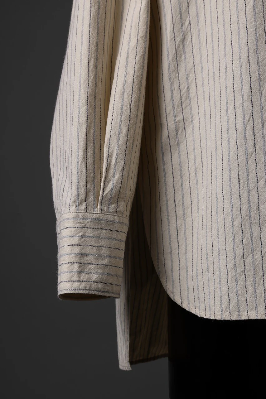 sus-sous sleeping shirts / F-0111 furuhashi / buff cloth (ECRU STRIPE) - Image 7
