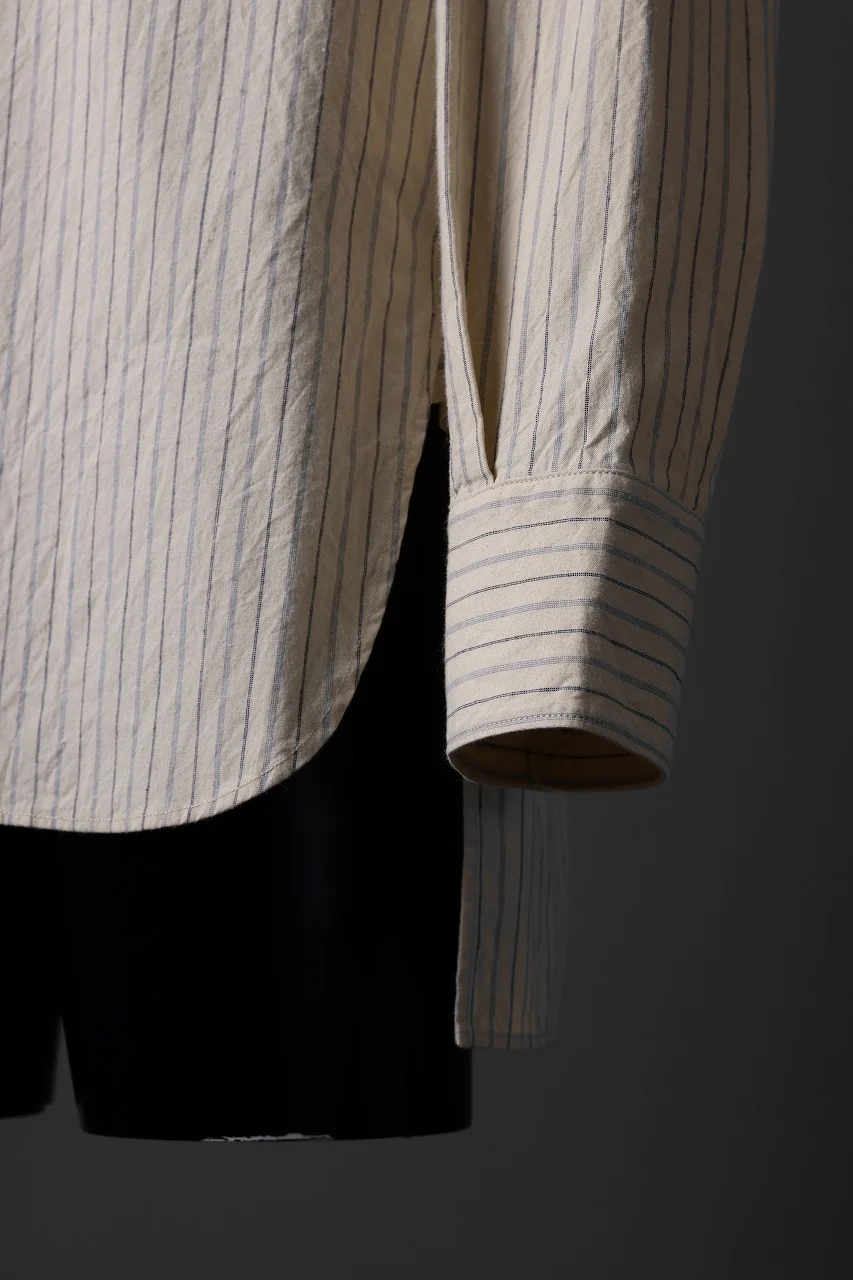 sus-sous sleeping shirts / F-0111 furuhashi / buff cloth (ECRU STRIPE) - Image 9