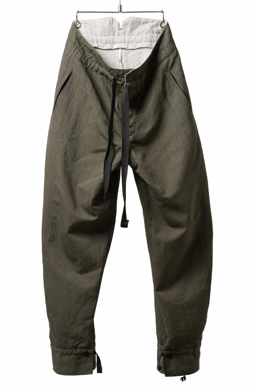 sus-sous trousers pierrot / C/L heavy poplin washer (OLIVE GREEN)