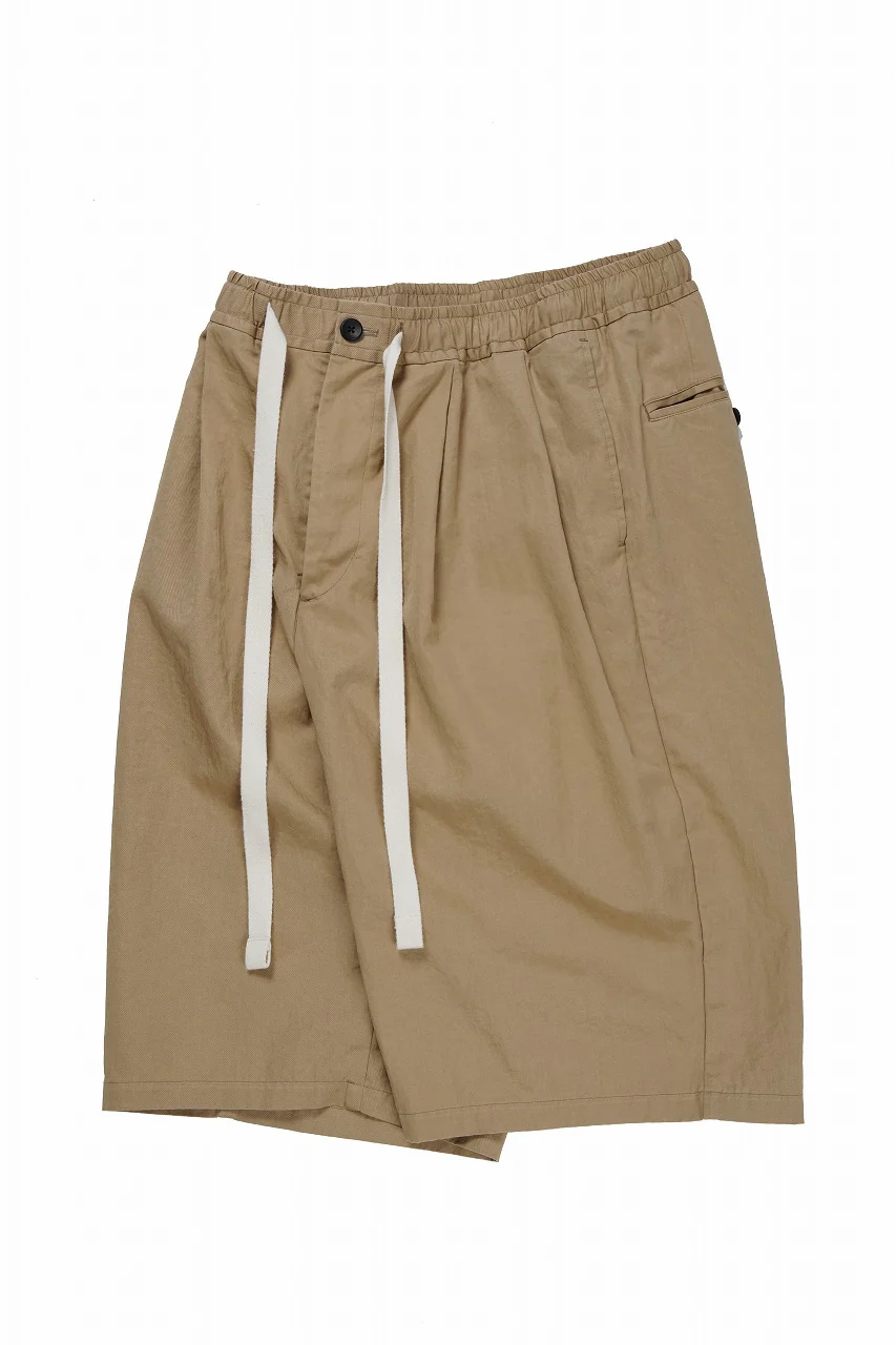sus-sous wide shorts / cotton linen twill hard finish (BEIGE) - Image 2