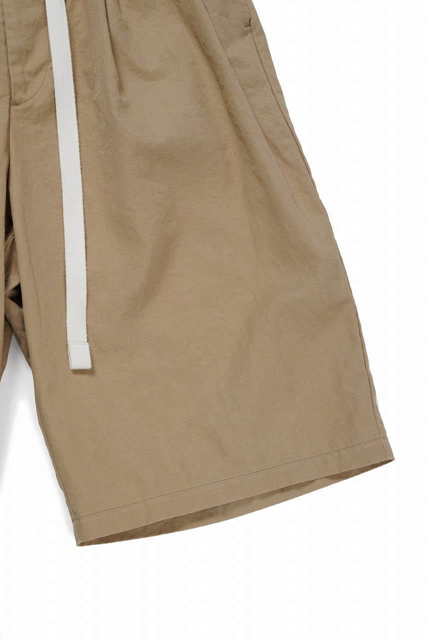 sus-sous wide shorts / cotton linen twill hard finish (BEIGE) - Image 5