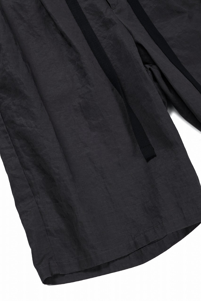 sus-sous wide shorts / cotton linen twill hard finish (CHARCOAL) - Image 8