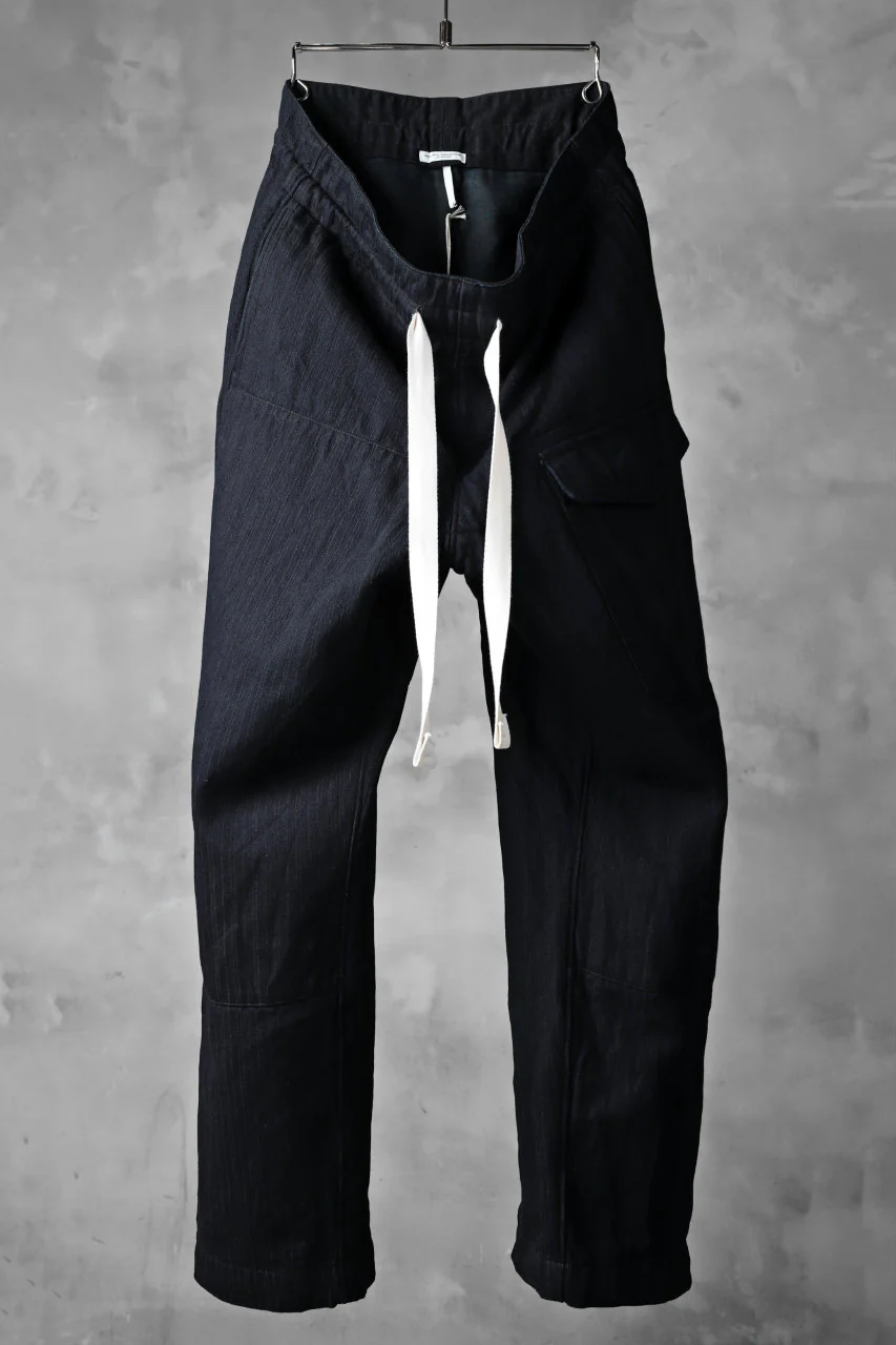 sus-sous wide trousers MK-1 / C65L35 stripe twill (INDIGO CHARCOAL)