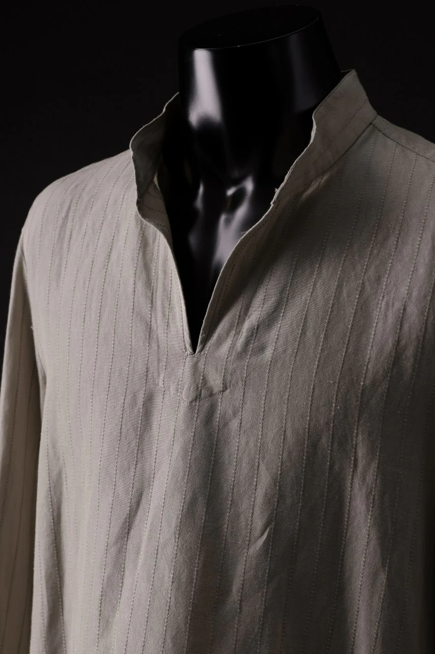 sus-sous working shirt / C53L47 dobby stripe washer (SILVER GRAY) - Image 7
