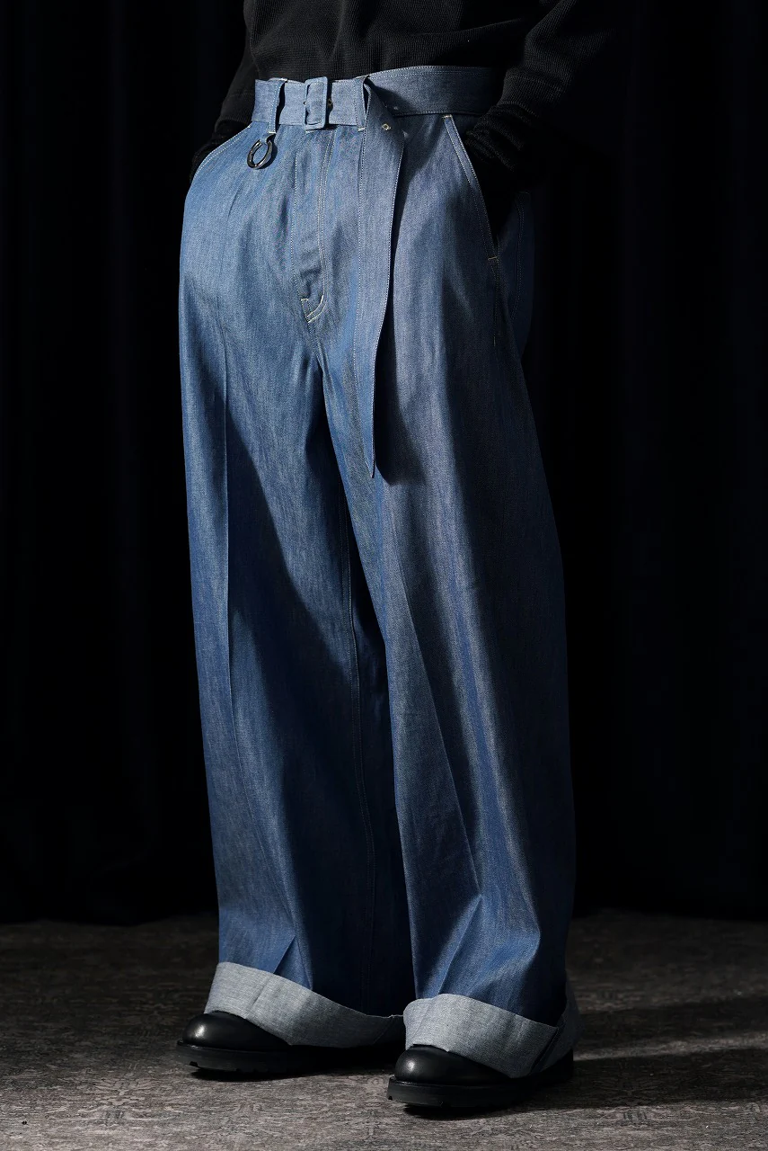 TARO HORIUCHI / th products Belted Wide Pants / 6oz Denim (light indigo) - Image 10
