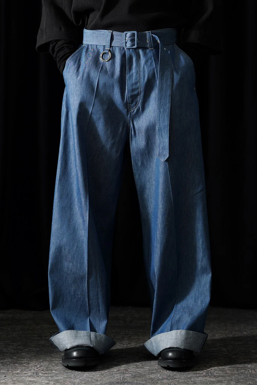 TARO HORIUCHI / th products Belted Wide Pants / 6oz Denim (light indigo) - Image 13
