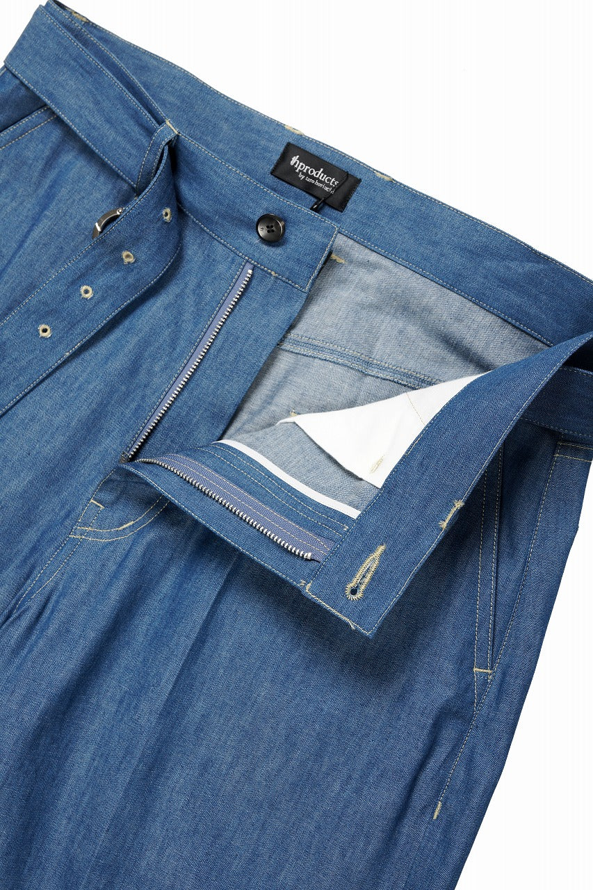 TARO HORIUCHI / th products Belted Wide Pants / 6oz Denim (light indigo) - Image 6