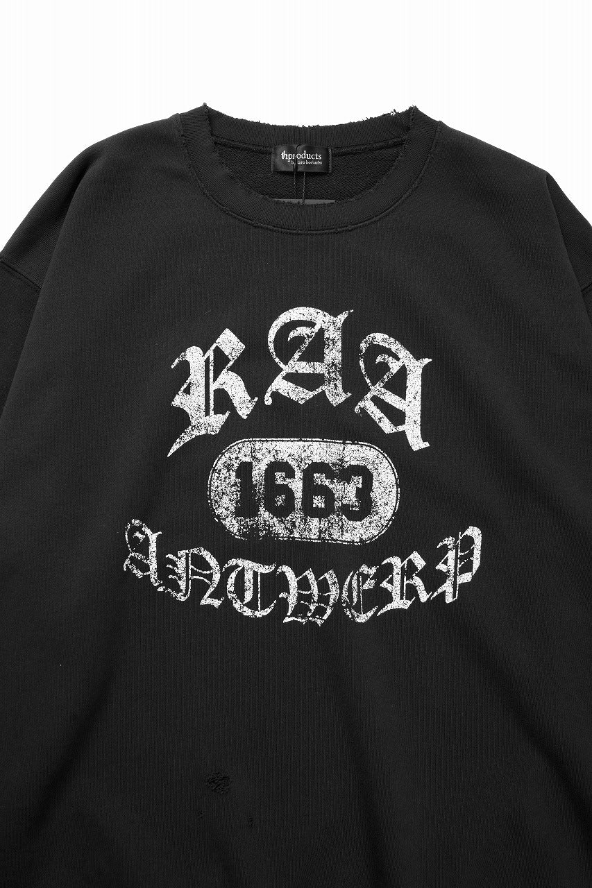 TARO HORIUCHI / th products Damaged College Sweatshirt (black) - Image 4