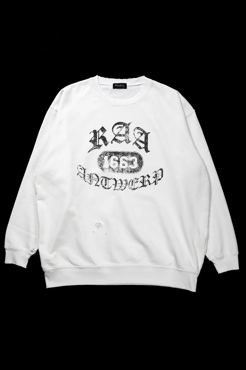 TARO HORIUCHI / th products Damaged College Sweatshirt (white)
