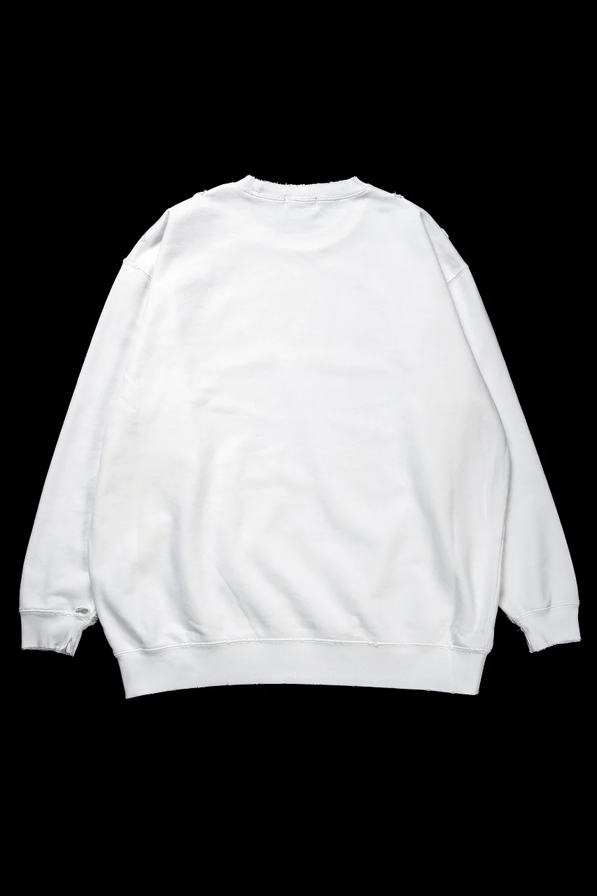 TARO HORIUCHI / th products Damaged College Sweatshirt (white) - Image 3