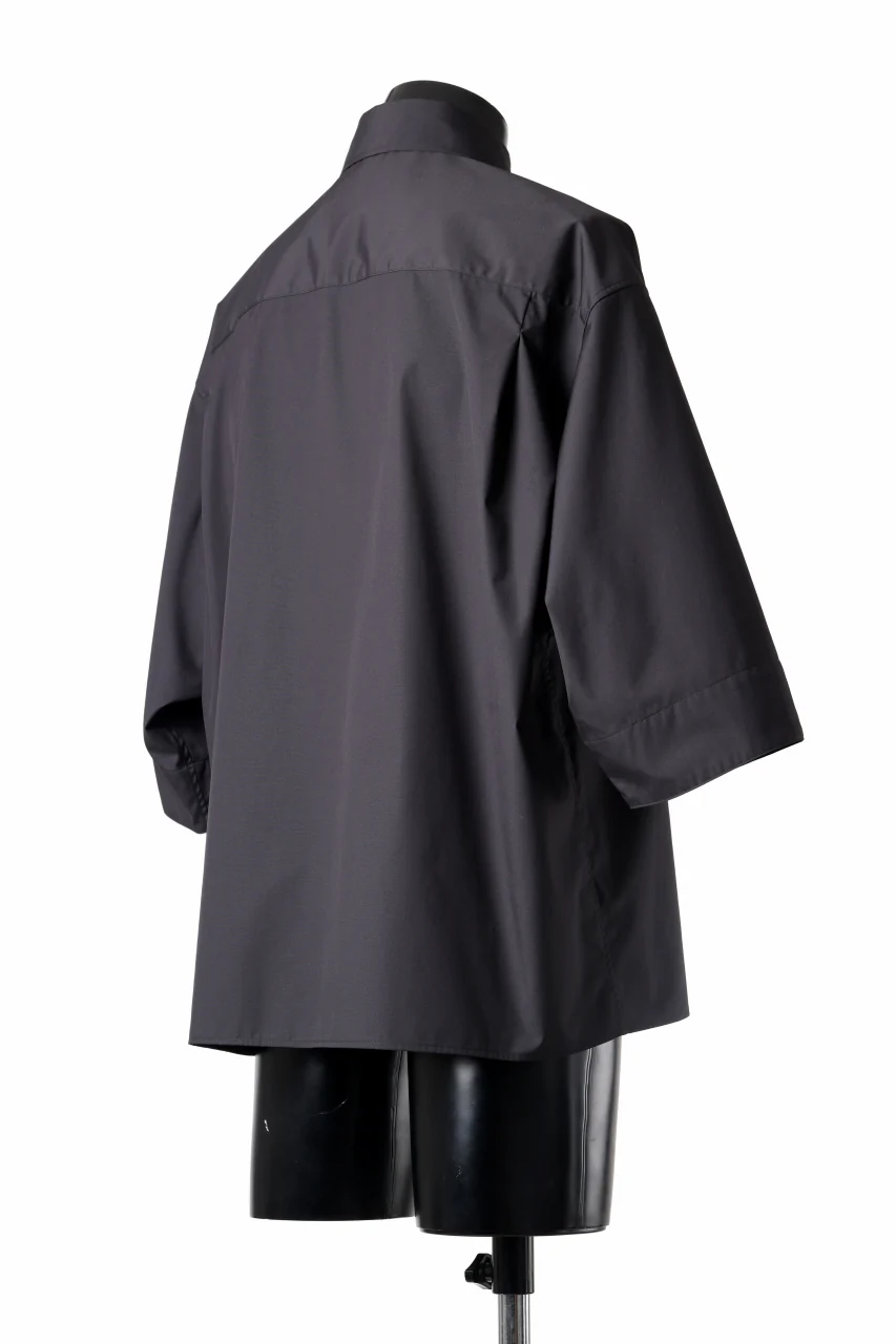 TARO HORIUCHI / th products "EDWARD" Big Sleeve S/S Shirt / esteneige broad cloth (black) - Image 5