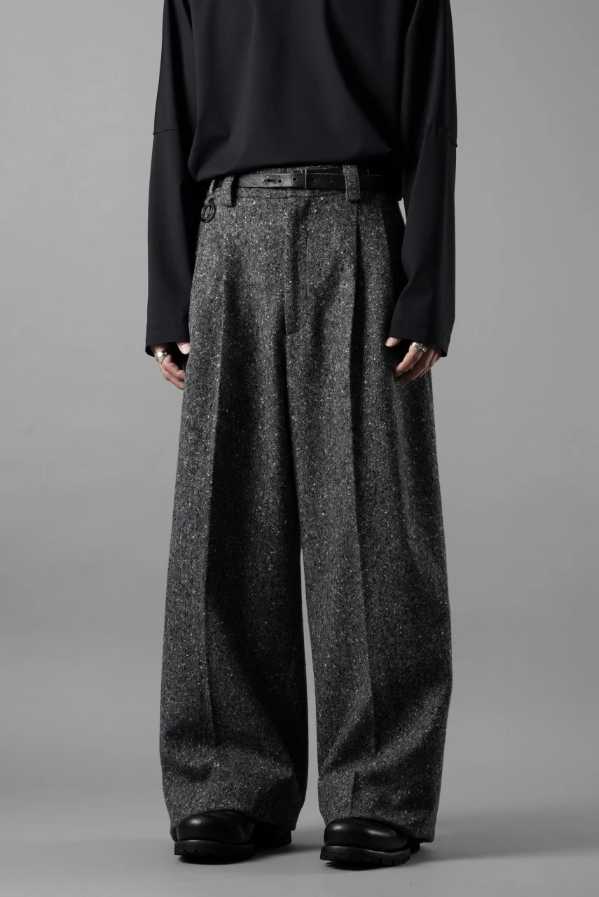TARO HORIUCHI / th products Extra Volumed Tapered Trousers / Bishu Nep Tweed (grey) - Image 13