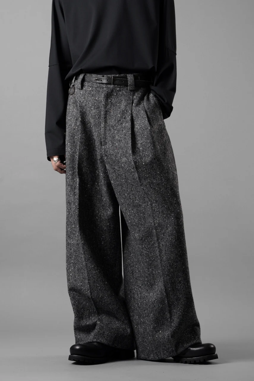 TARO HORIUCHI / th products Extra Volumed Tapered Trousers / Bishu Nep Tweed (grey) - Image 16