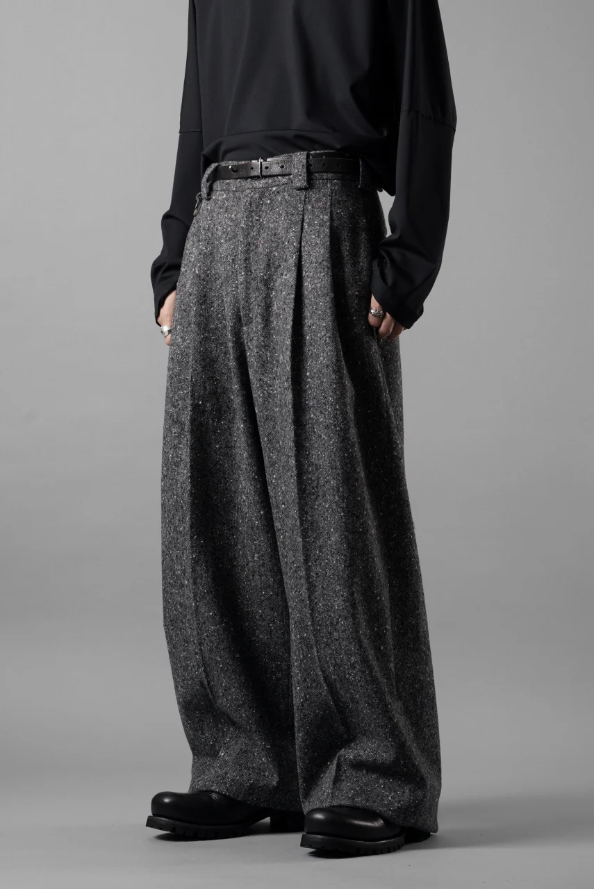 TARO HORIUCHI / th products Extra Volumed Tapered Trousers / Bishu Nep Tweed (grey) - Image 4