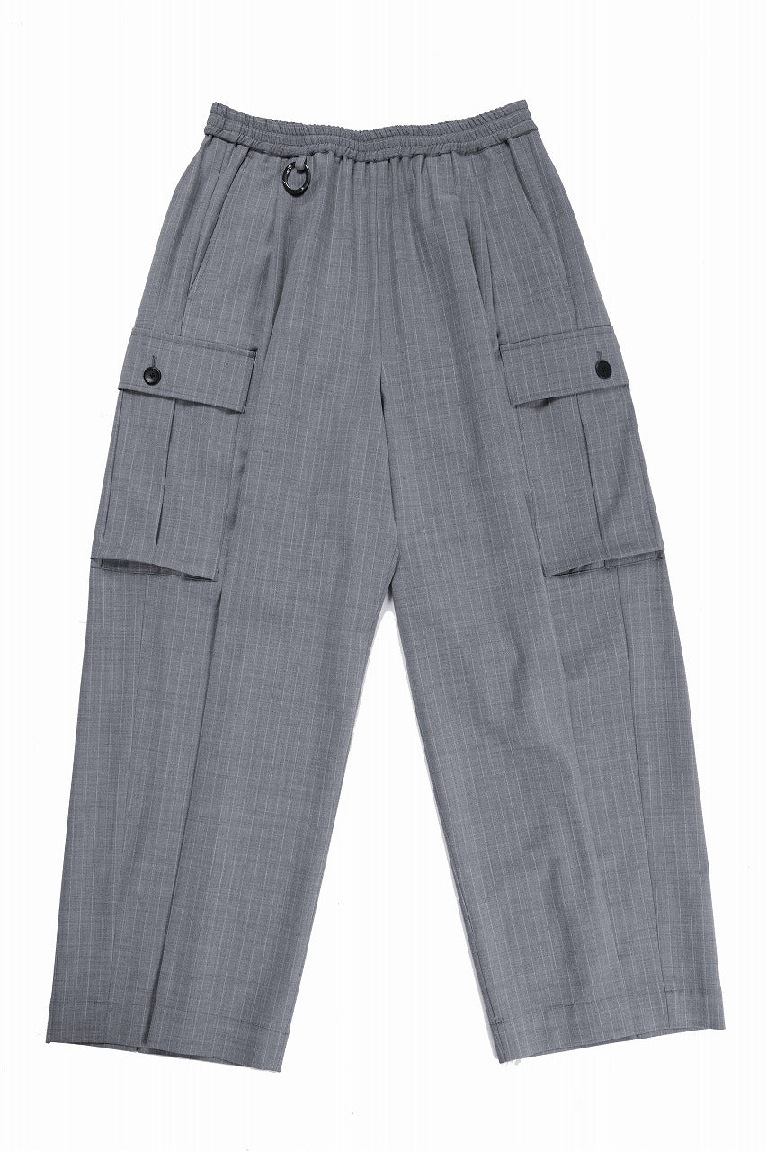 TARO HORIUCHI / th products Wide Cargo Pants / 2Way Stretch W/P Tropical (gray stripe)