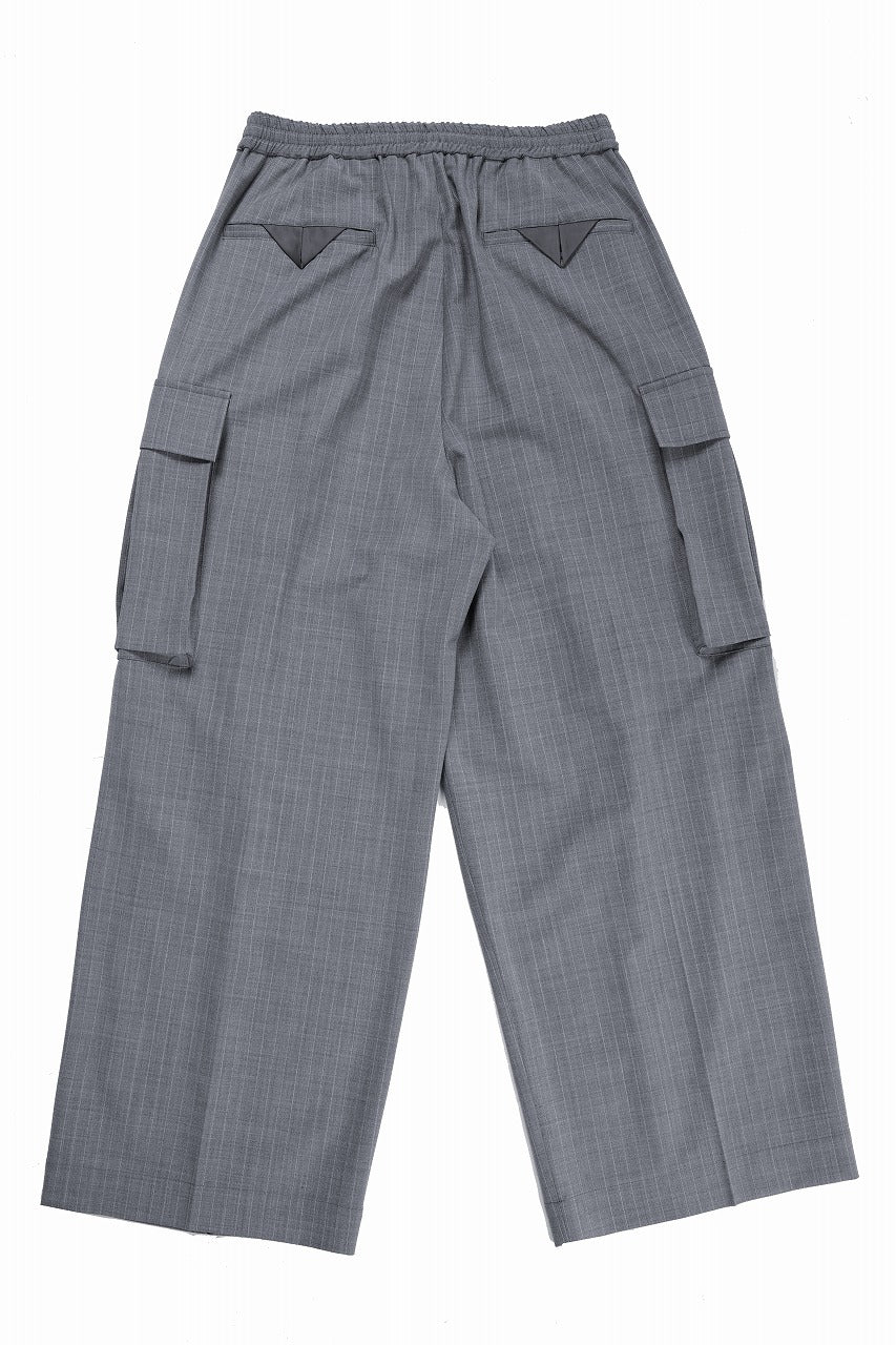 TARO HORIUCHI / th products Wide Cargo Pants / 2Way Stretch W/P Tropical (gray stripe) - Image 2