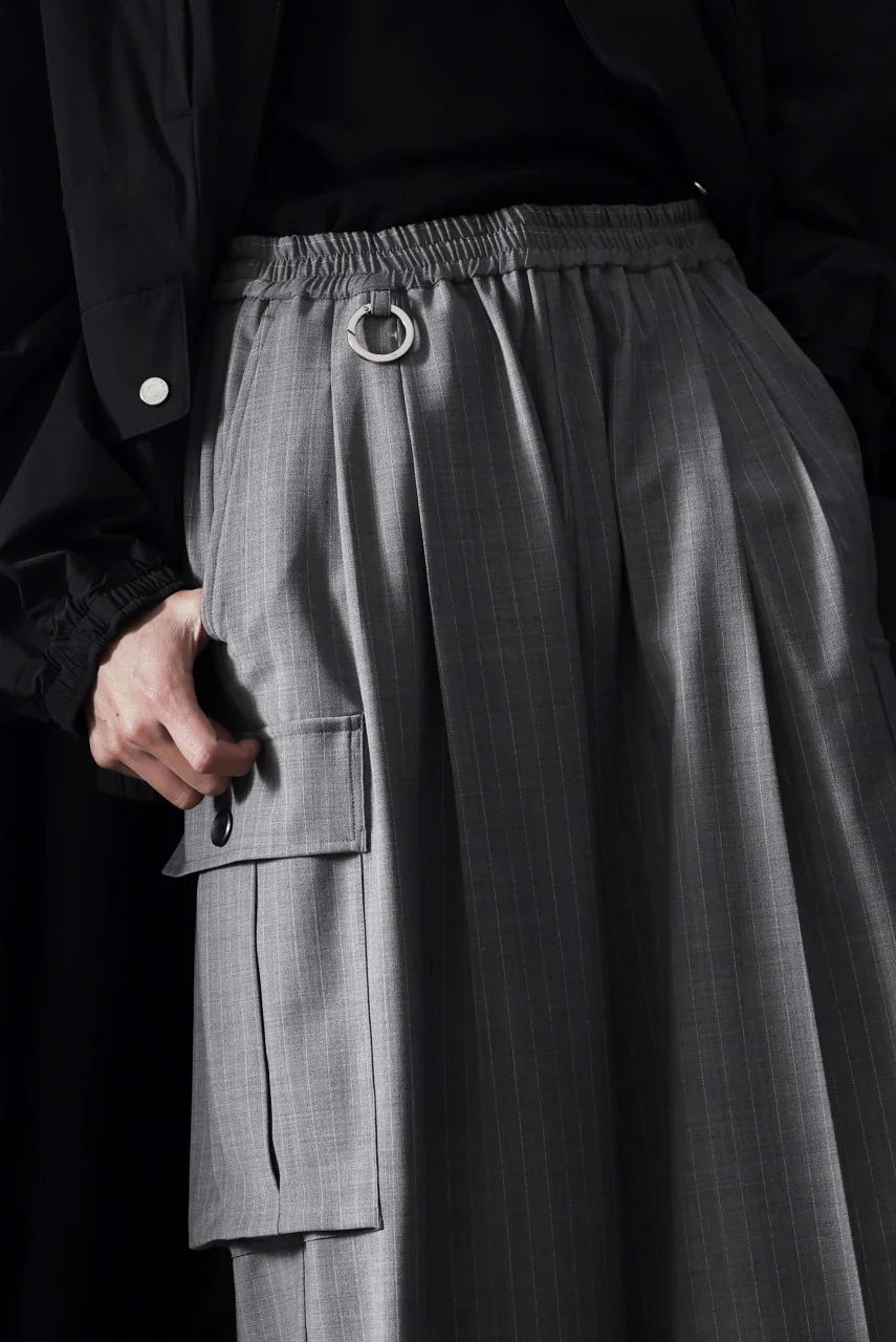 TARO HORIUCHI / th products Wide Cargo Pants / 2Way Stretch W/P Tropical (gray stripe) - Image 5