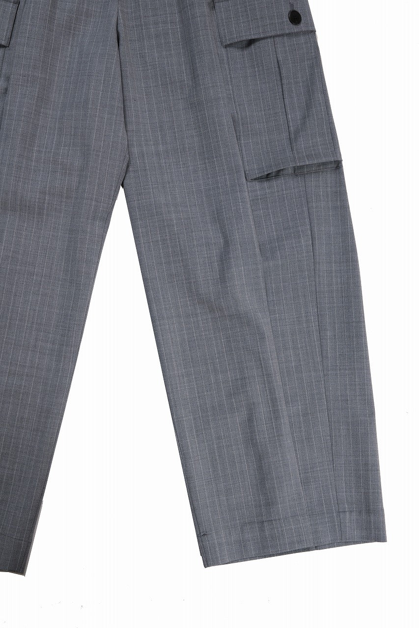 TARO HORIUCHI / th products Wide Cargo Pants / 2Way Stretch W/P Tropical (gray stripe) - Image 7