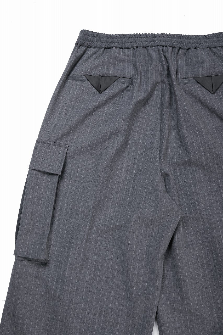 TARO HORIUCHI / th products Wide Cargo Pants / 2Way Stretch W/P Tropical (gray stripe) - Image 9