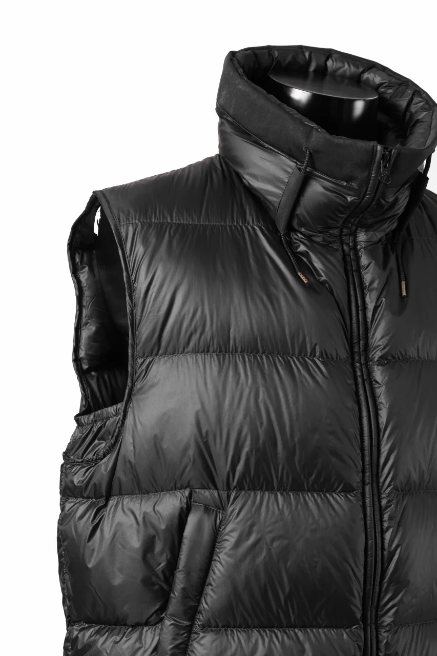 Ten c ASO DOWN VEST / PIECE DYED RIPSTOP 10 DEN + OJJ 11oz (BLACK) - Image 11