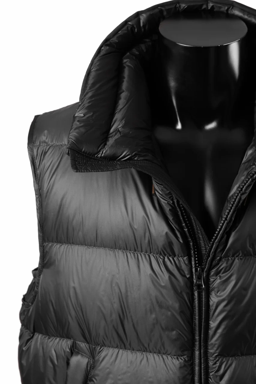 Ten c ASO DOWN VEST / PIECE DYED RIPSTOP 10 DEN + OJJ 11oz (BLACK) - Image 12