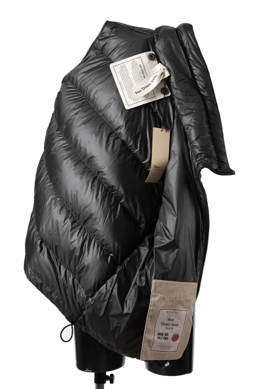 Ten c ASO DOWN VEST / PIECE DYED RIPSTOP 10 DEN + OJJ 11oz (BLACK) - Image 17