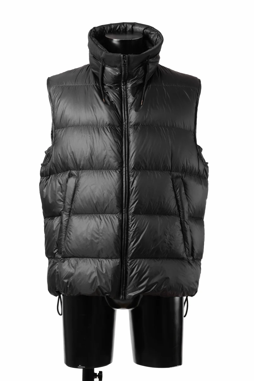 Ten c ASO DOWN VEST / PIECE DYED RIPSTOP 10 DEN + OJJ 11oz (BLACK) - Image 2