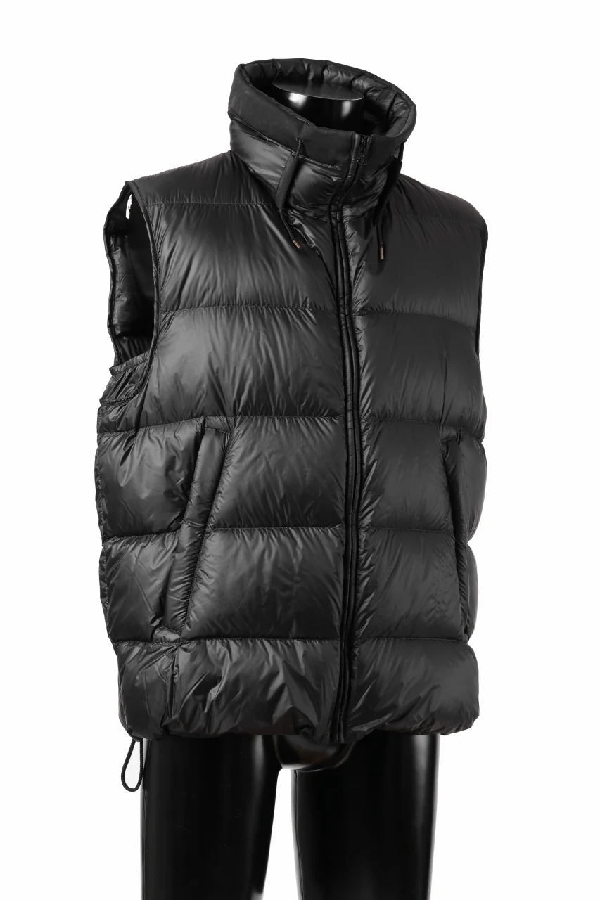 Ten c ASO DOWN VEST / PIECE DYED RIPSTOP 10 DEN + OJJ 11oz (BLACK) - Image 3