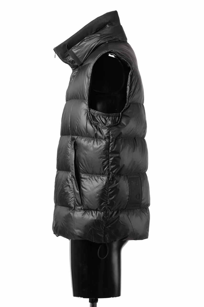 Ten c ASO DOWN VEST / PIECE DYED RIPSTOP 10 DEN + OJJ 11oz (BLACK) - Image 6