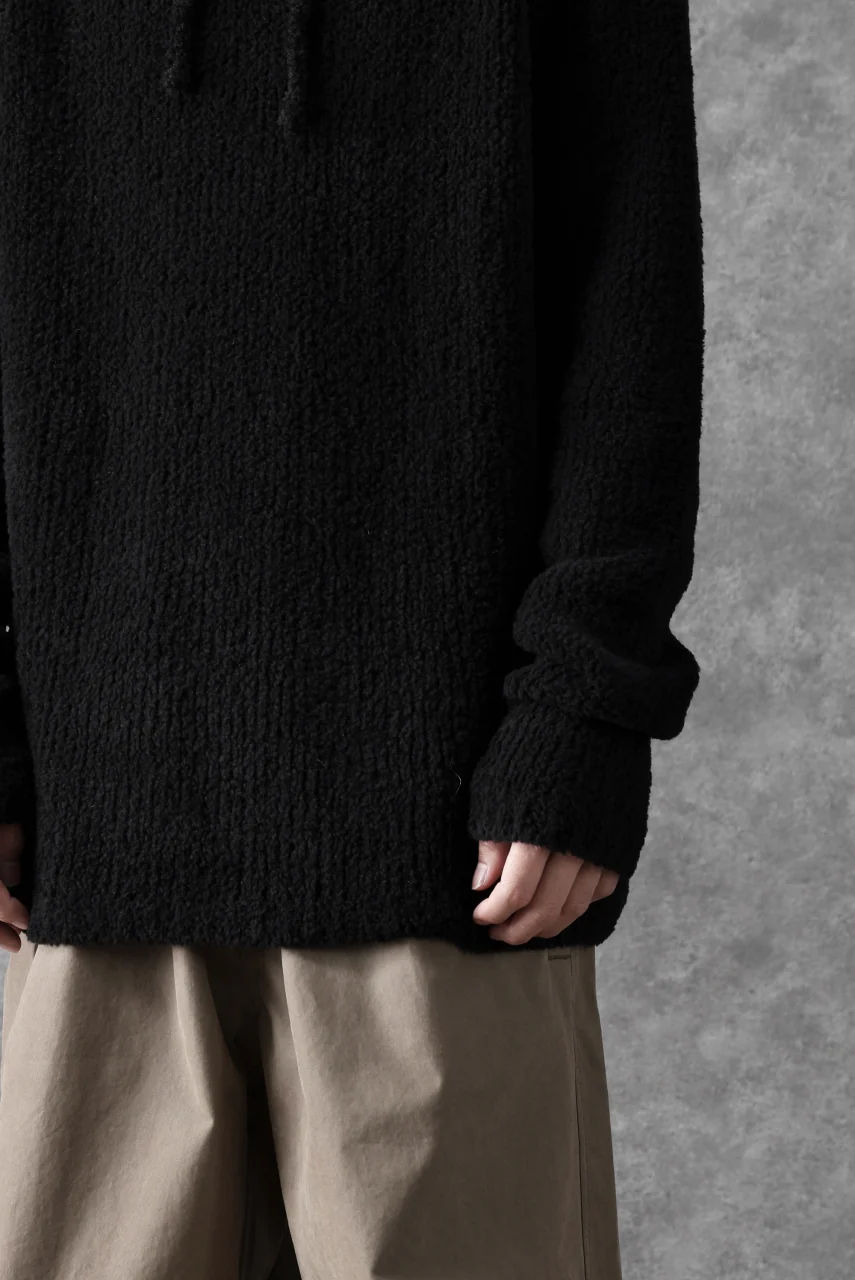 Ten c BOUCLE WOOL KNIT HOODIE (BLACK) - Image 10