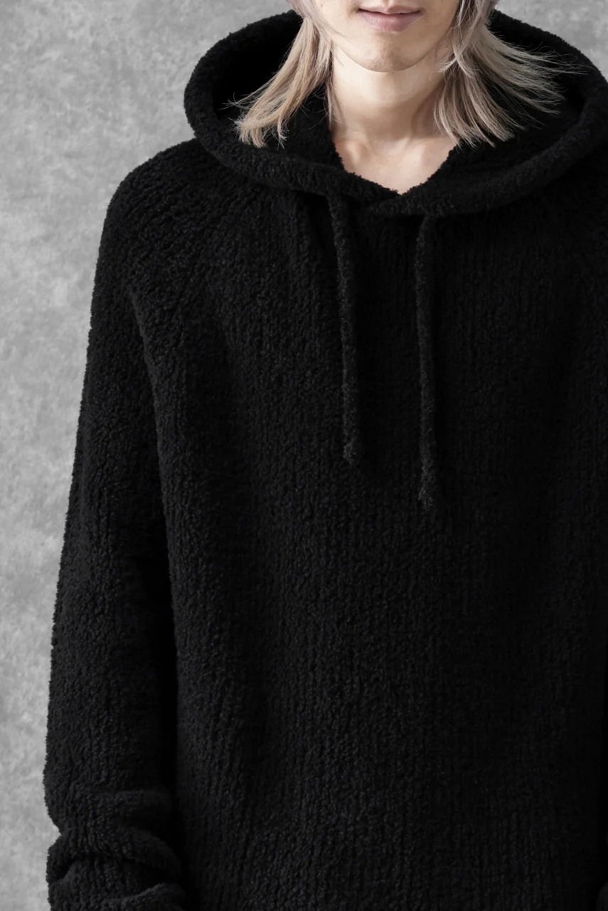 Ten c BOUCLE WOOL KNIT HOODIE (BLACK) - Image 12